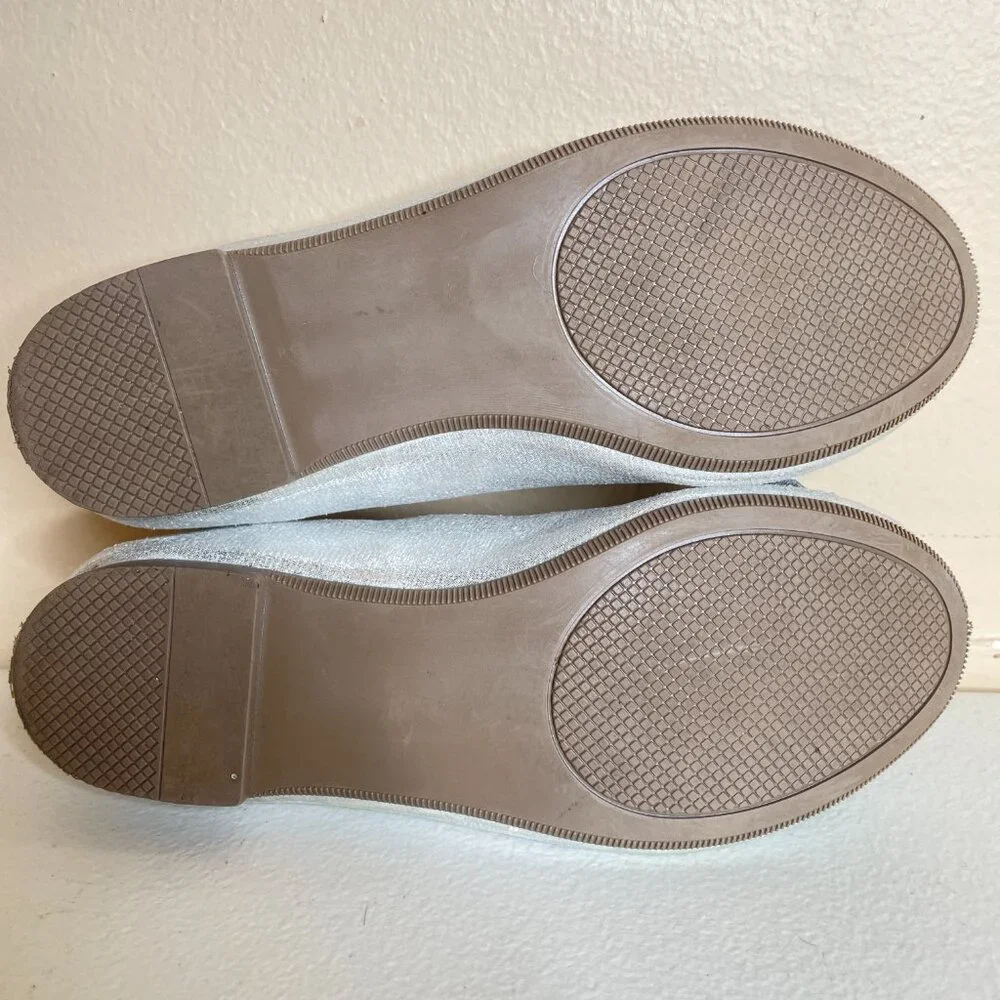 KidExpress Silver Glitter Bow Ballet Flats Size EU 31